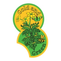 gold-and-green-badge